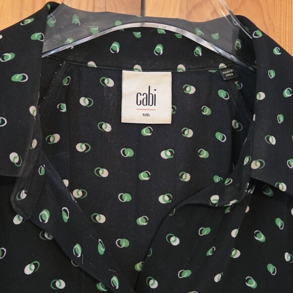 Cabi Style # 5019 Blouse Top Small Navy Blue Green 3/4 Sleeve Martini - Picture 7 of 13